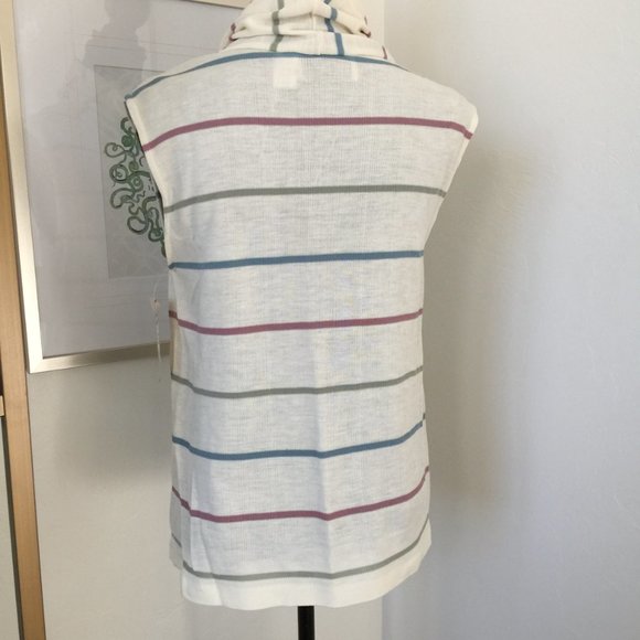 Vintage Dead Stock Helen Kay for Lucky Tops Sleeveless Stripe Cowl Neck Top Sz L - Picture 5 of 8